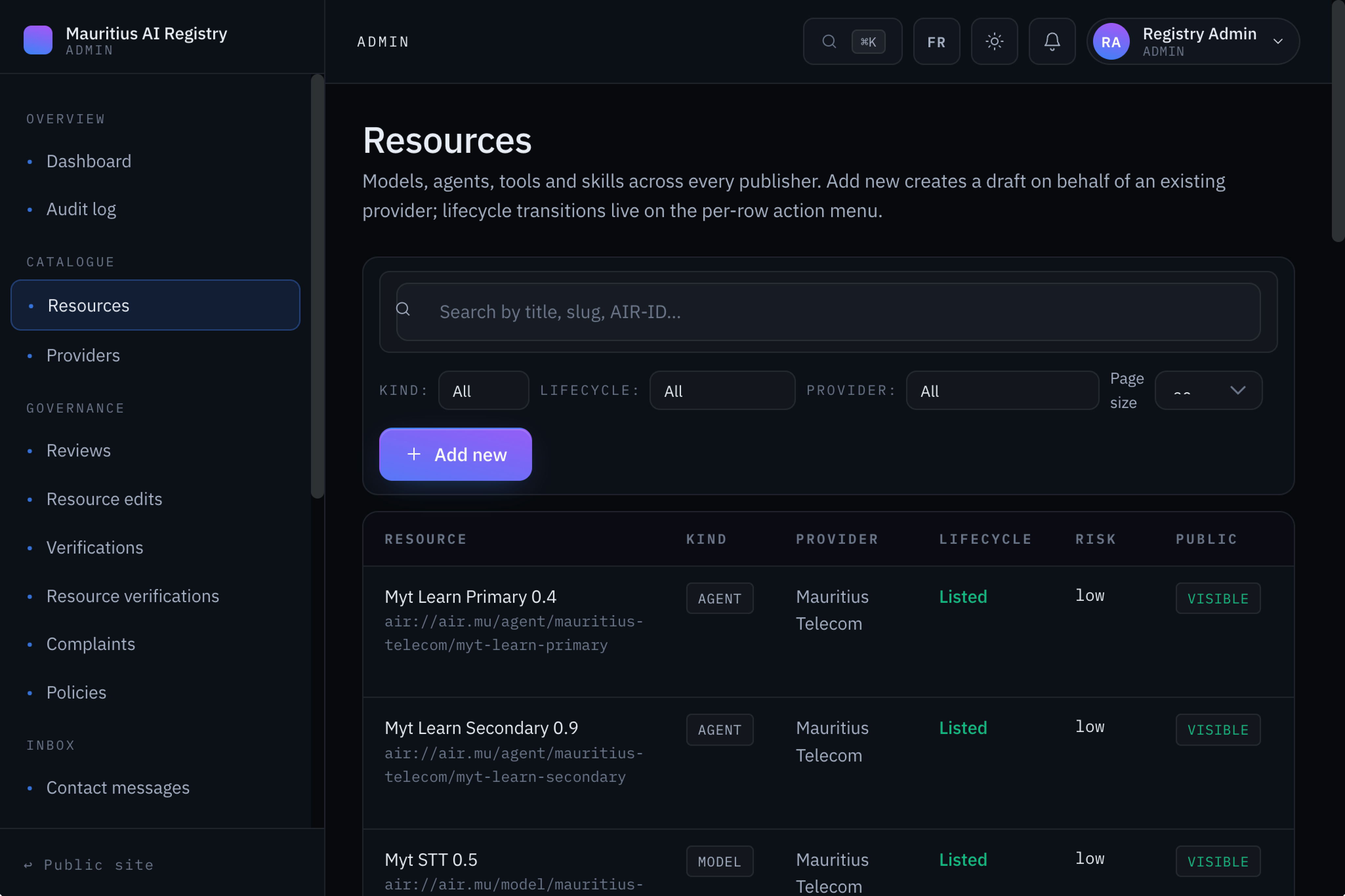 Resources management